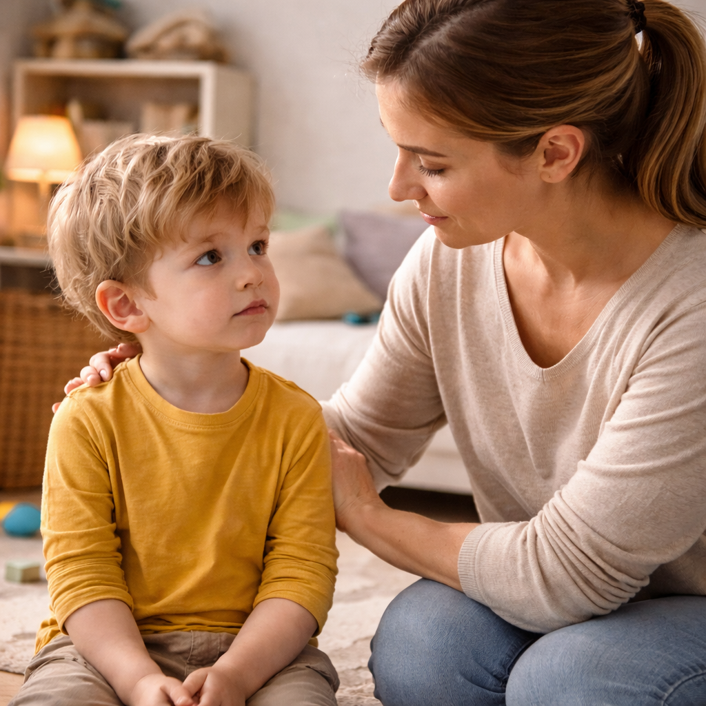 Maman expliquant à l'enfant
